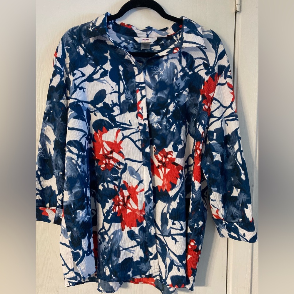 Alia Blue and Red Patterned Top